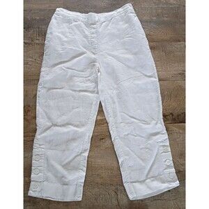 Chico's linen white pull on 23" Inseam cropped pants Sz 1 (8)